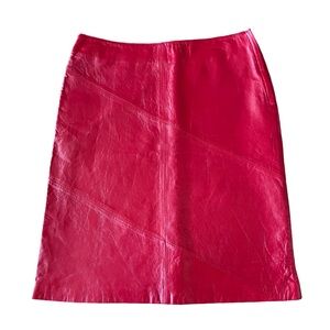 Rem Garson Red Leather Pencil Skirt Womens Size 6